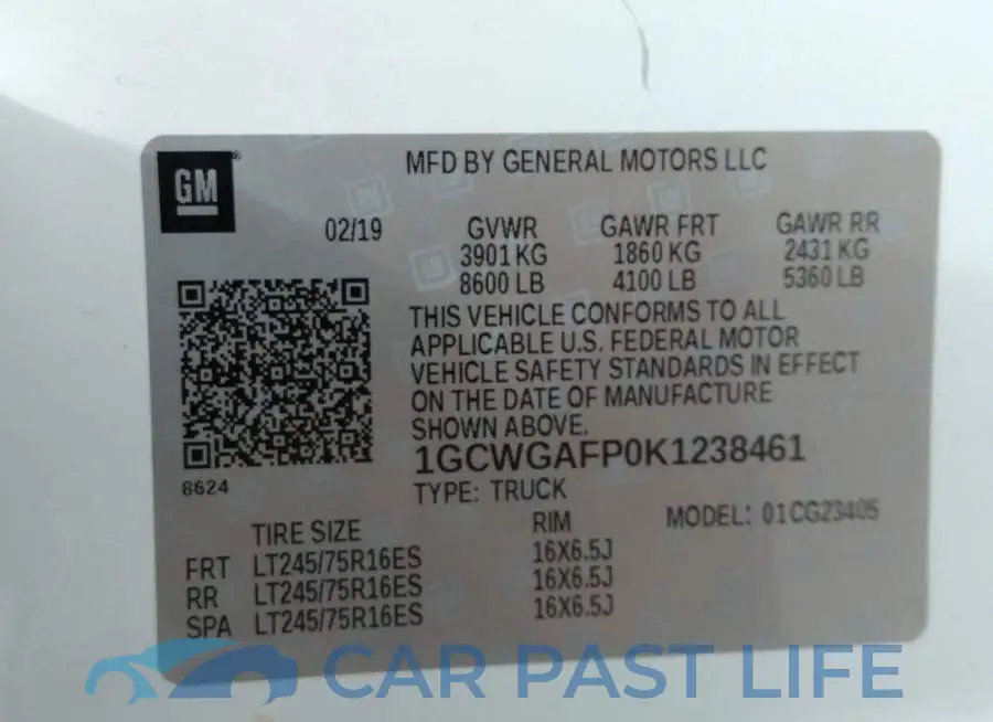 1GCWGAFP0K1238461# 9