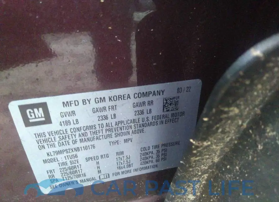 KL79MPS2XNB110176# 9
