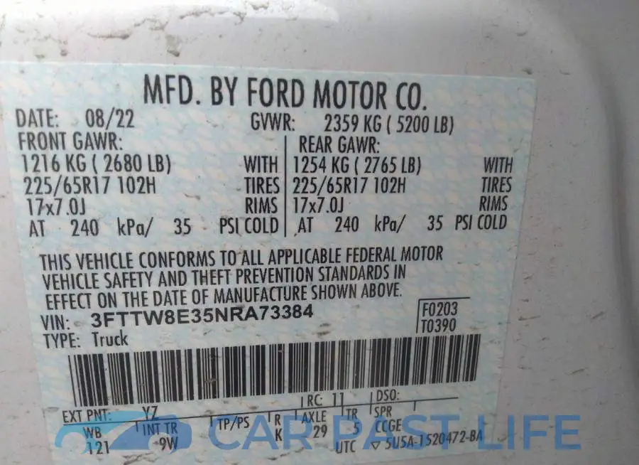 3FTTW8E35NRA73384# 9