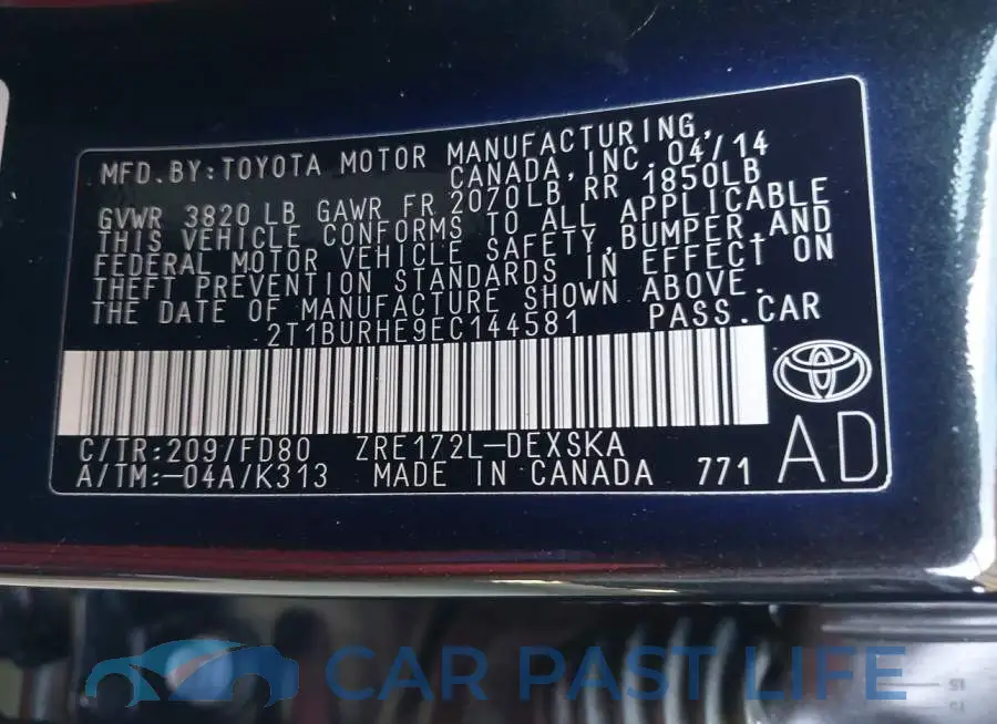 2T1BURHE9EC144581# 9