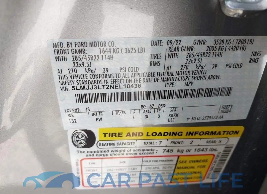 5LMJJ3LT2NEL10436# 9