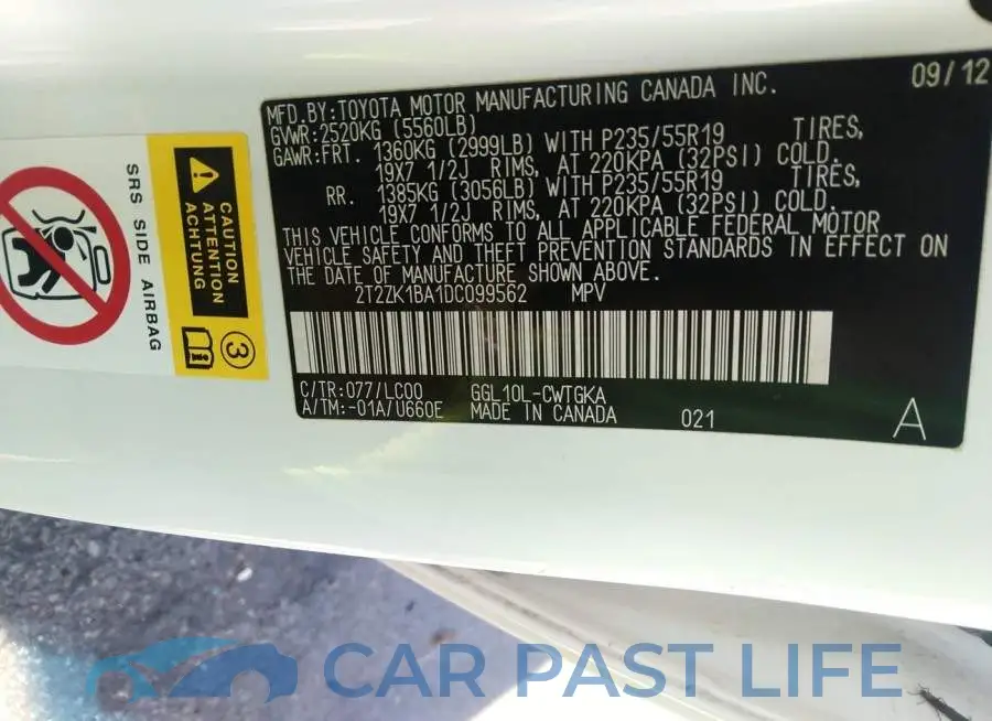2T2ZK1BA1DC099562# 9