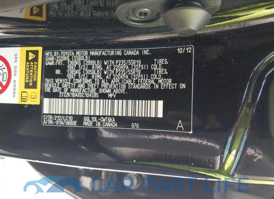 2T2ZK1BAXDC104595# 9