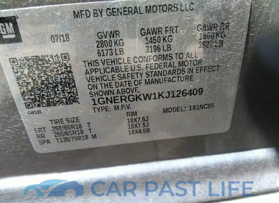 1GNERGKW1KJ126409# 9