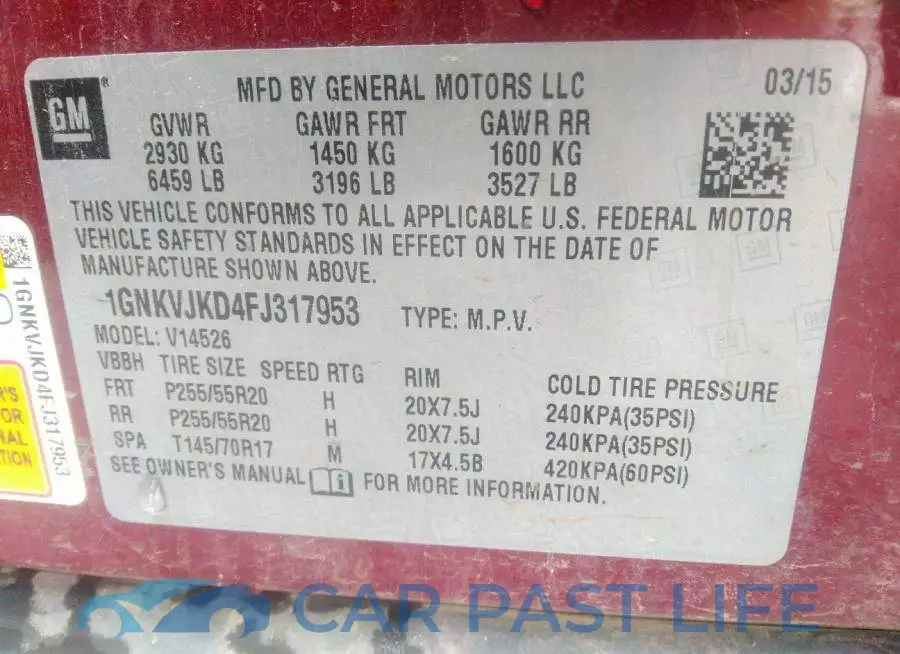 1GNKVJKD4FJ317953# 9