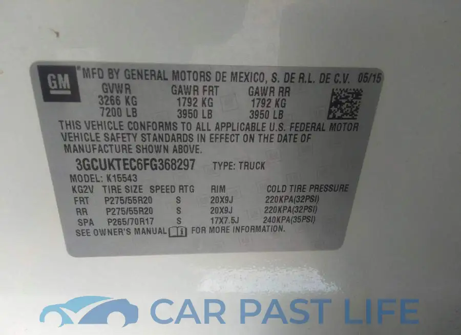3GCUKTEC6FG368297# 9