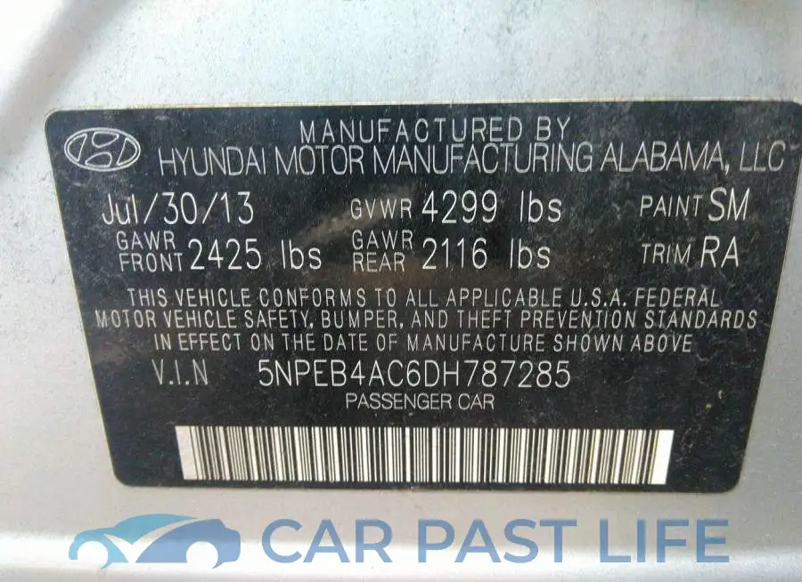 5NPEB4AC6DH787285# 9