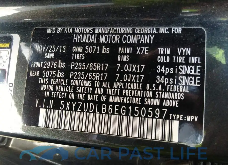 5XYZUDLB6EG150597# 9