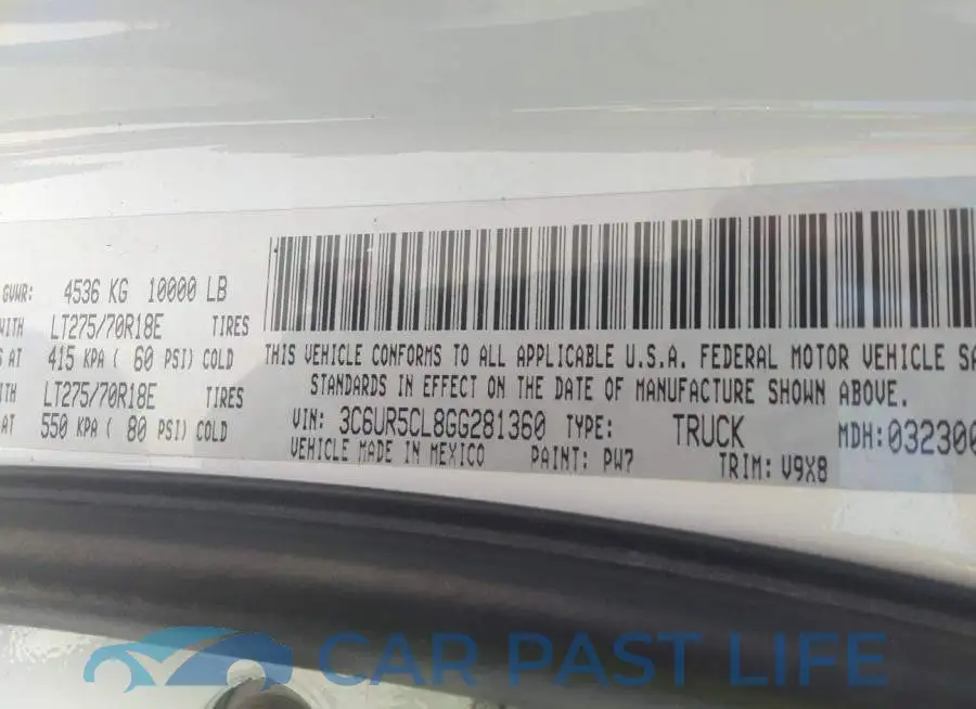 3C6UR5CL8GG281360# 9