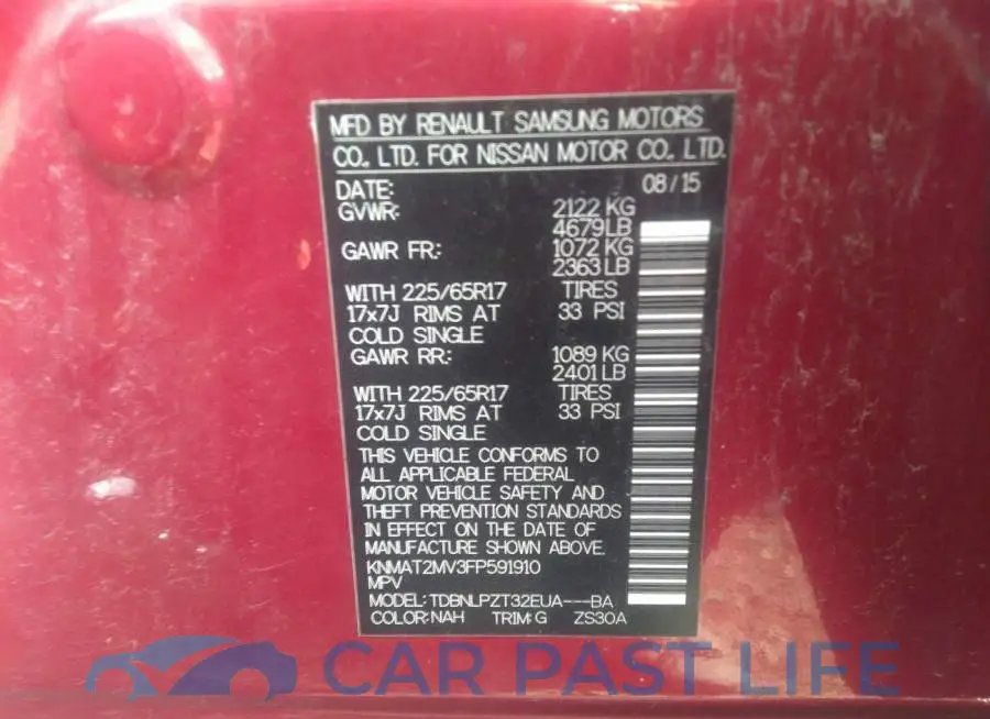 KNMAT2MV3FP591910# 9