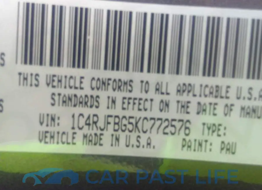 1C4RJFBG5KC772576# 9