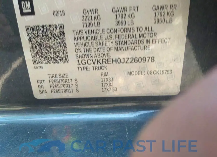 1GCVKREH0JZ260978# 9