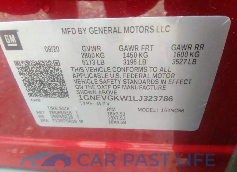 1GNEVGKW1LJ323786# 9