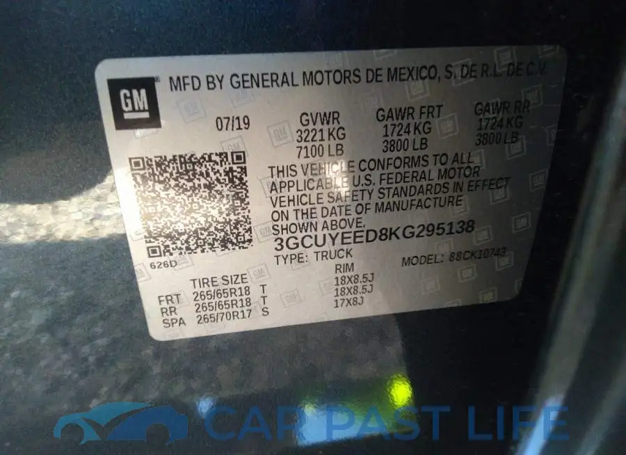 3GCUYEED8KG295138# 9