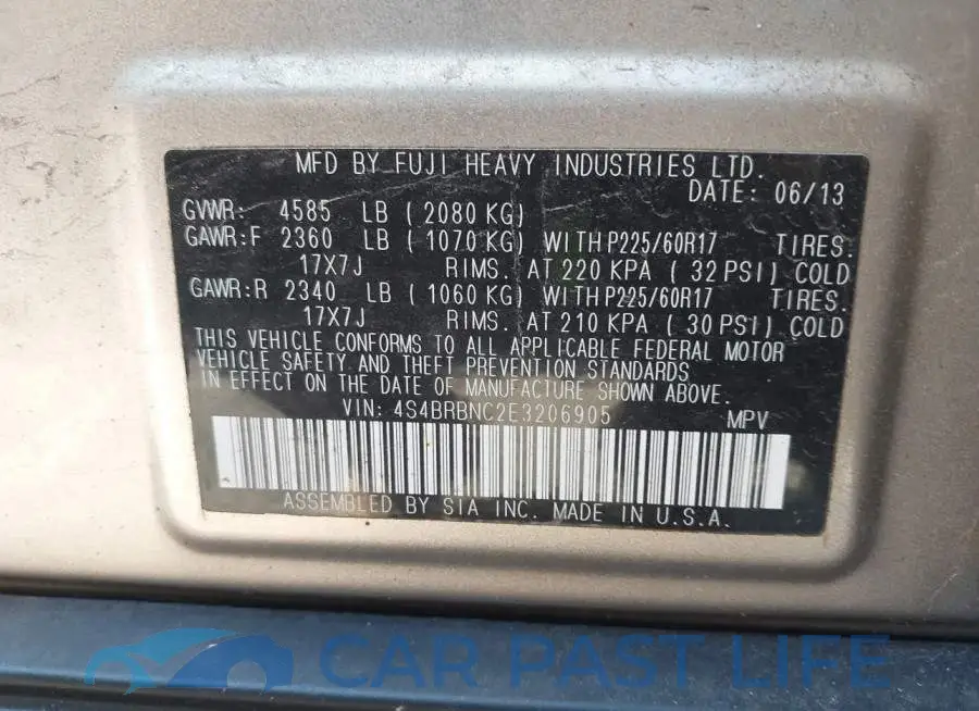 4S4BRBNC2E3206905# 9