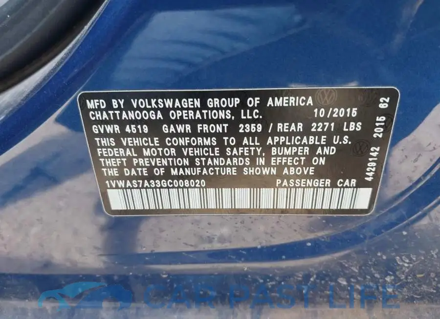 1VWAS7A33GC008020# 9
