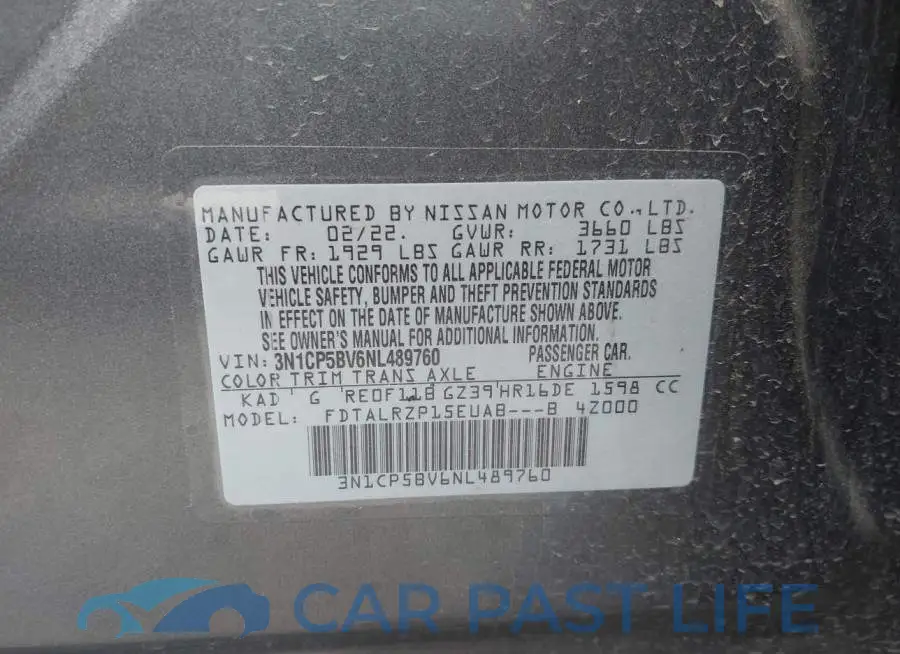 3N1CP5BV6NL489760# 9