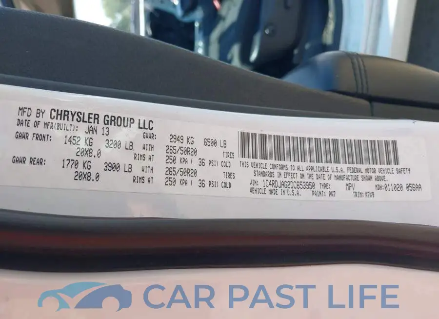 1C4RDJAG2DC653950# 9