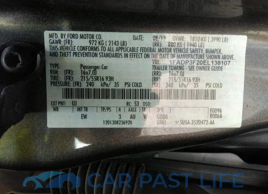 1FADP3F20EL138107# 9