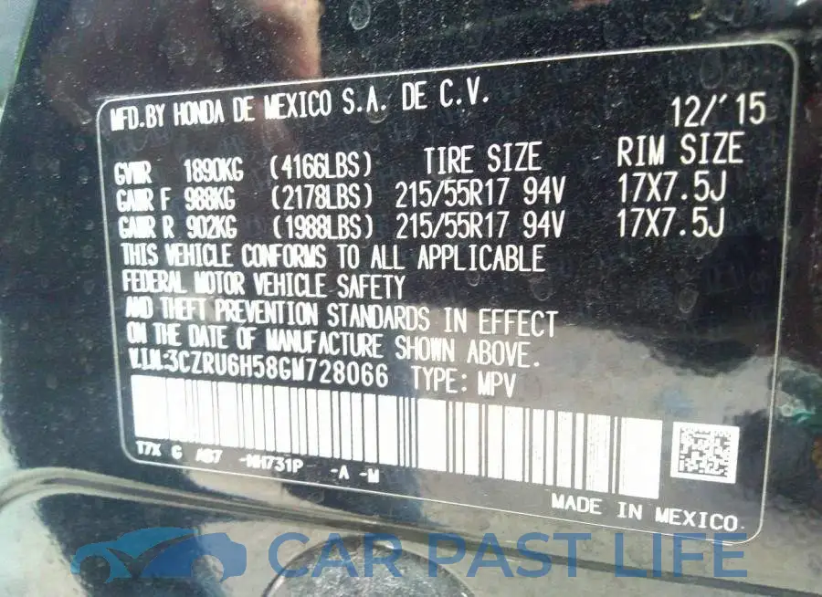 3CZRU6H58GM728066# 9
