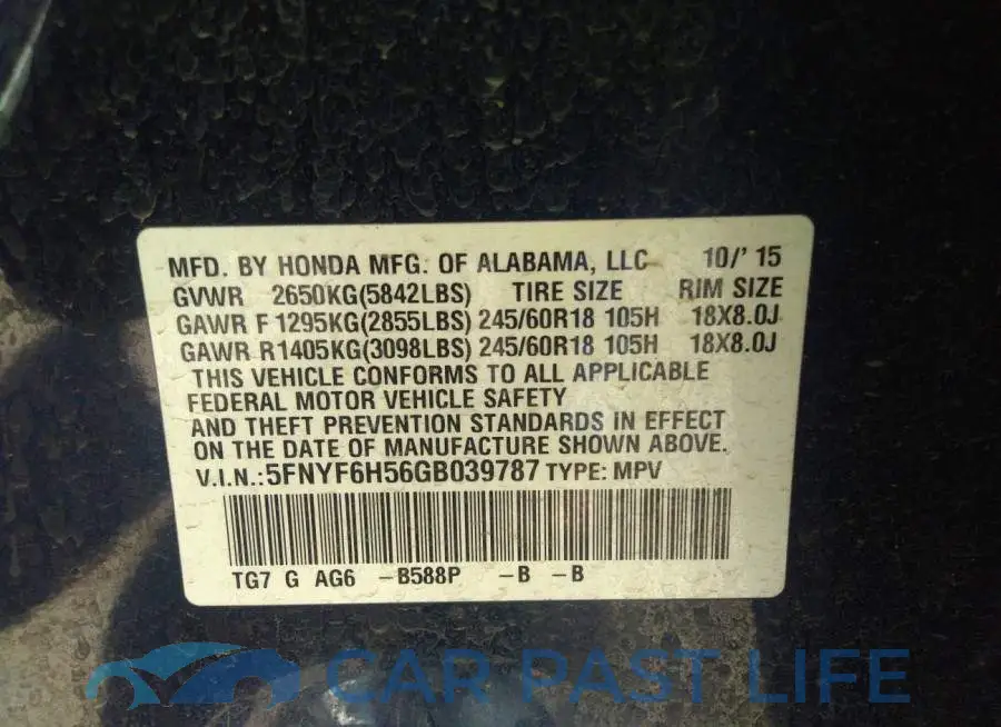 5FNYF6H56GB039787# 9