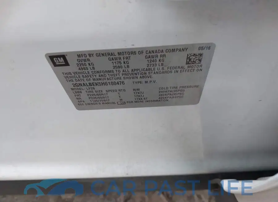 2GNALBEK5H6100476# 9