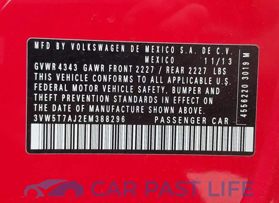 3VW5T7AJ2EM388296# 9