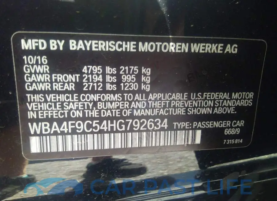 WBA4F9C54HG792634# 9