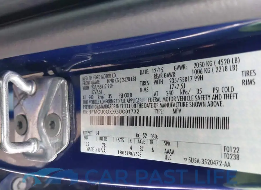 1FMCU0GXXGUC01732# 9