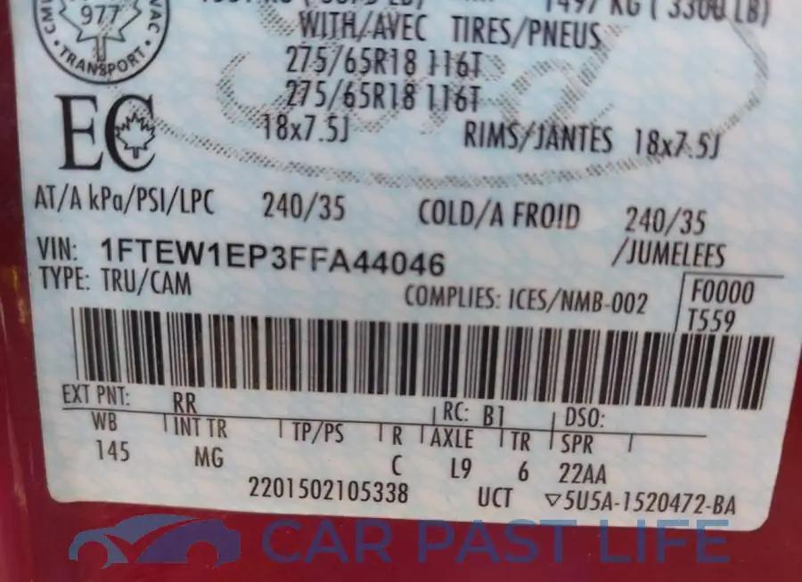 1FTEW1EP3FFA44046# 9