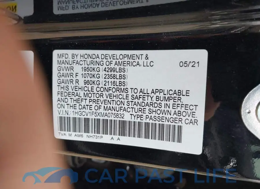 1HGCV1F5XMA075832# 9