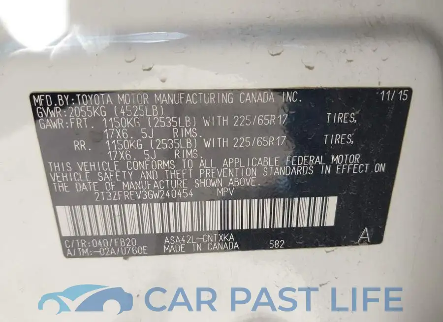 2T3ZFREV3GW240454# 9