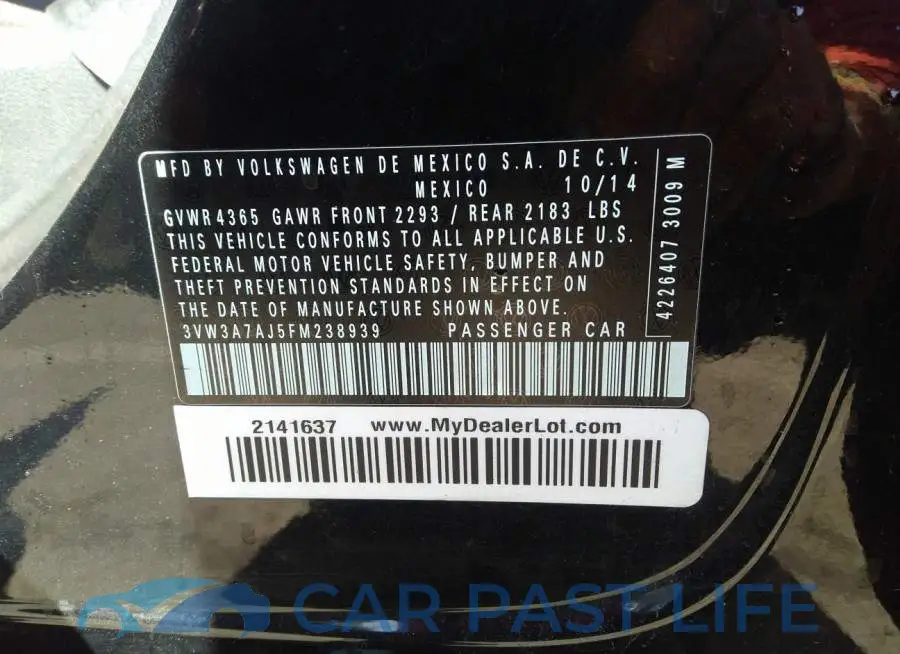 3VW3A7AJ5FM238939# 9