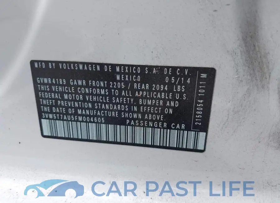 3VW5T7AU5FM004605# 9