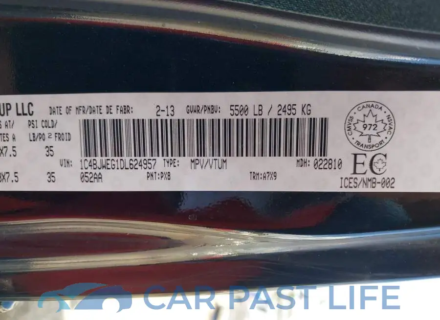 1C4BJWEG1DL624957# 9