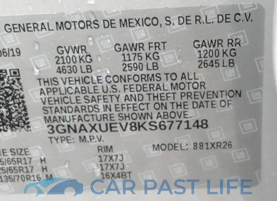 3GNAXUEV8KS677148# 9