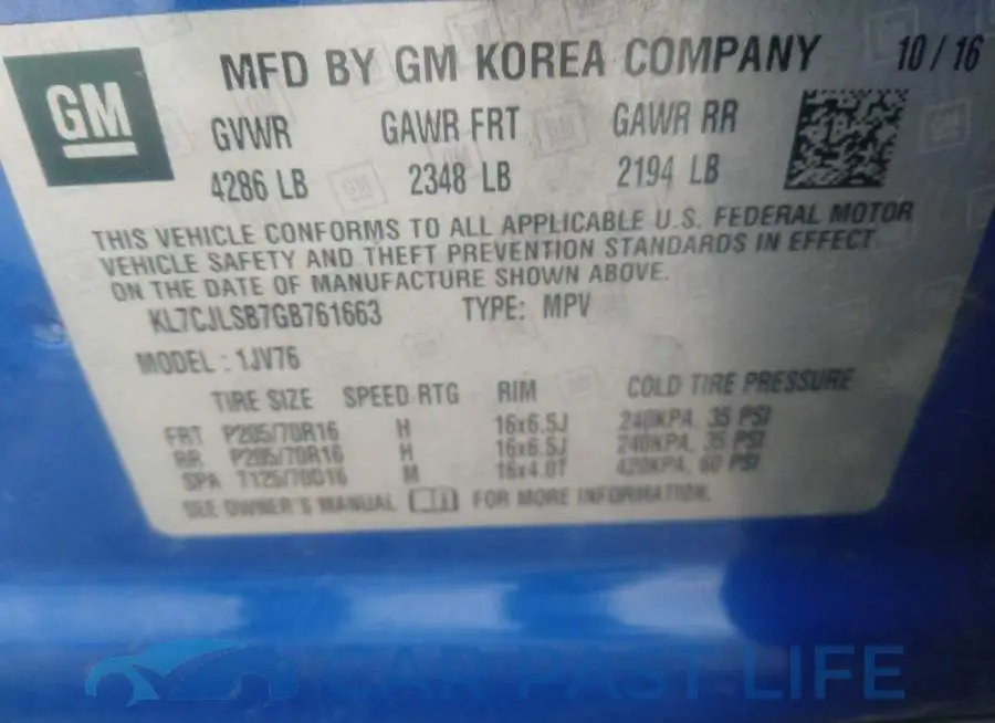 KL7CJLSB7GB761663# 9