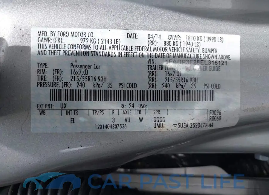 1FADP3F28EL316121# 9