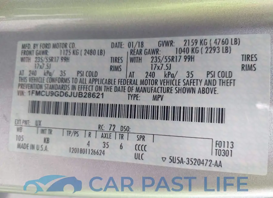 1FMCU9GD6JUB28621# 9