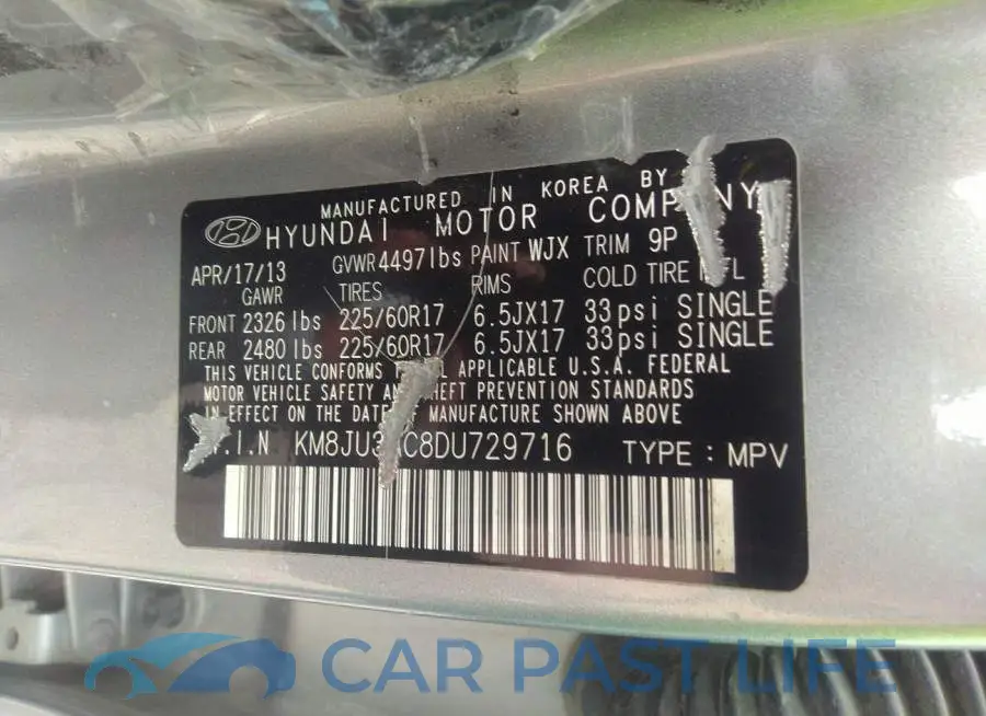 KM8JU3AC8DU729716# 9