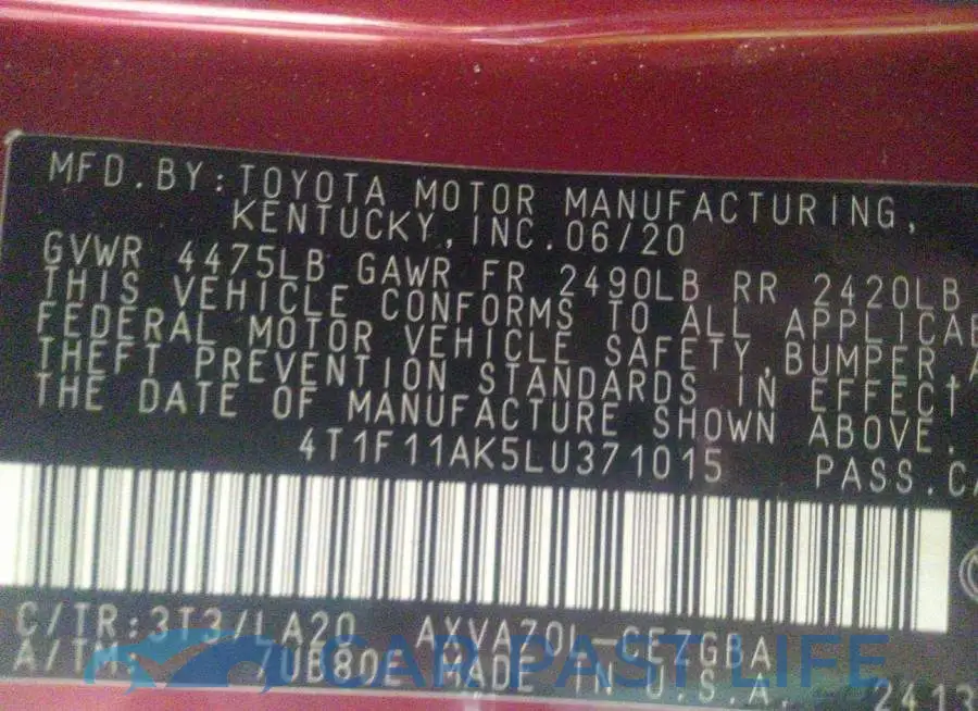 4T1F11AK5LU371015# 9