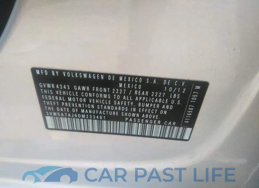 3VW5A7AJ6DM233481# 9