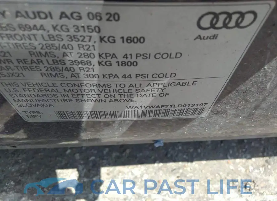 WA1VWAF71LD013197# 9