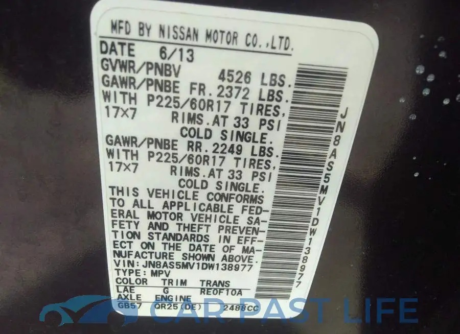 JN8AS5MV1DW138977# 9
