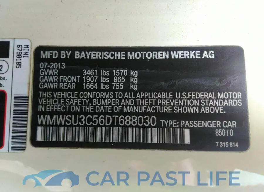 WMWSU3C56DT688030# 9