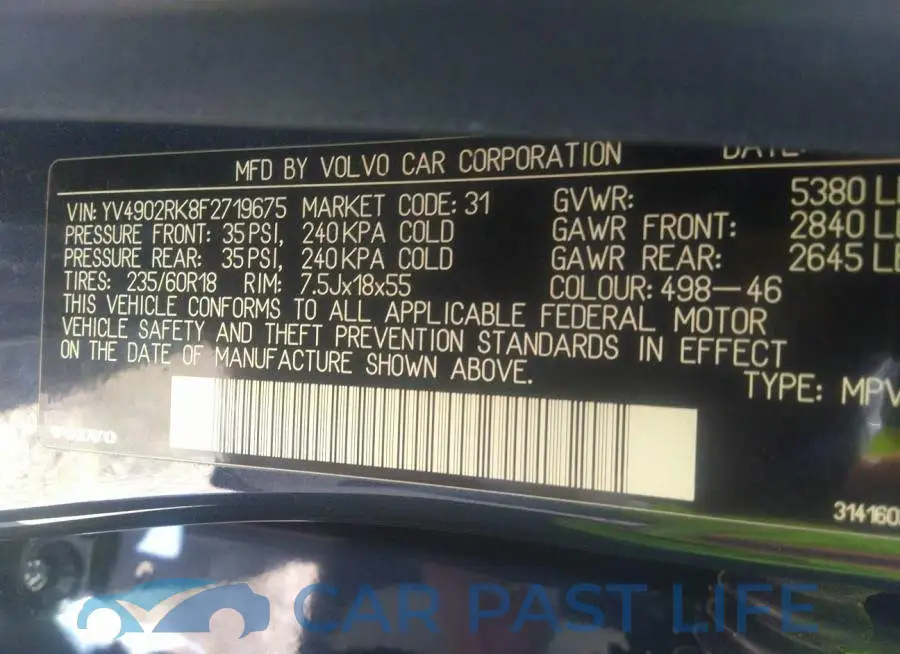 YV4902RK8F2719675# 9