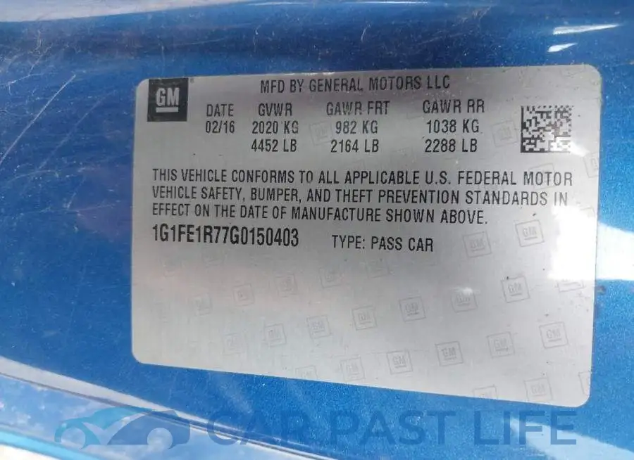 1G1FE1R77G0150403# 9