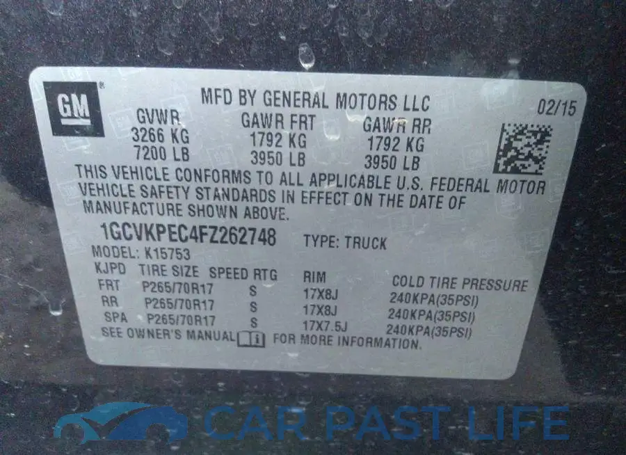 1GCVKPEC4FZ262748# 9