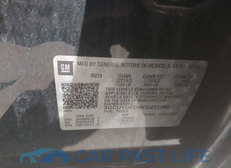 3GCUYDED0KG231380# 9