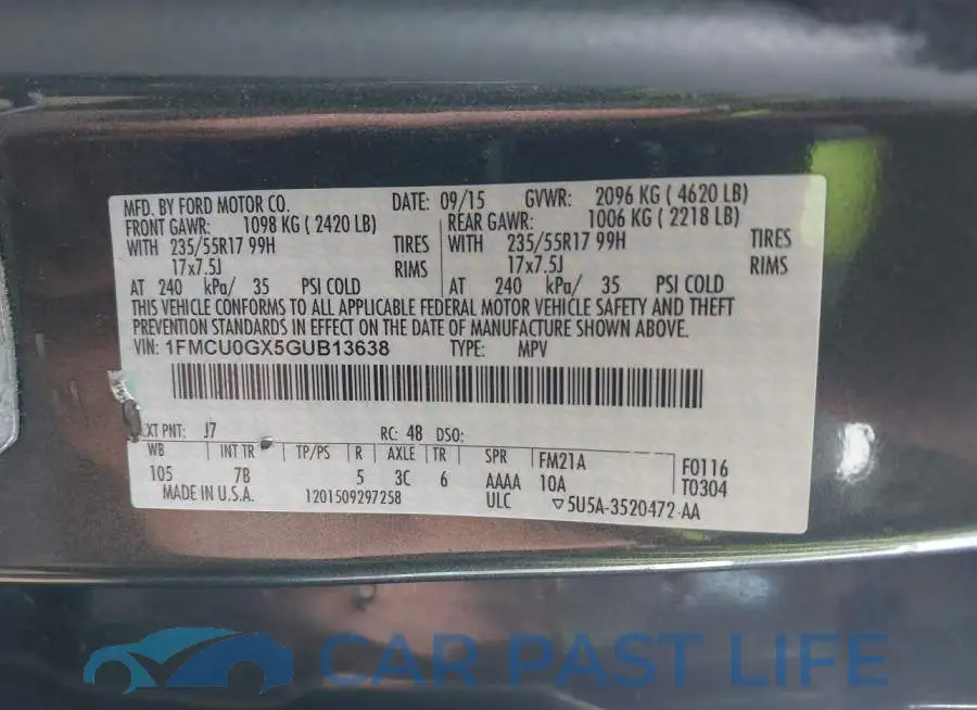 1FMCU0GX5GUB13638# 9